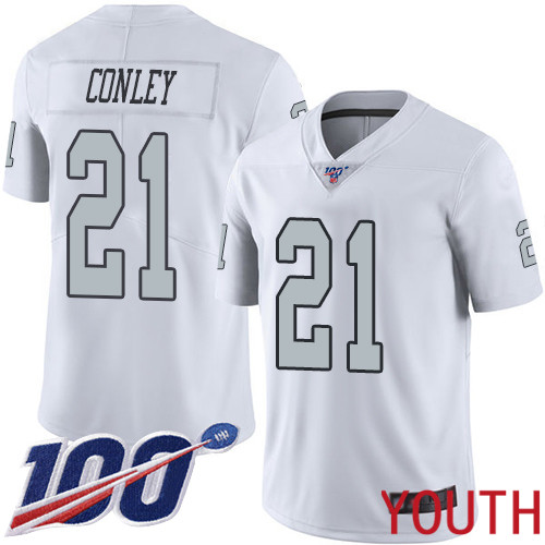 Oakland Raiders Limited White Youth Gareon Conley Jersey NFL Football #21 100th Season Rush Vapor Jersey->youth nfl jersey->Youth Jersey
